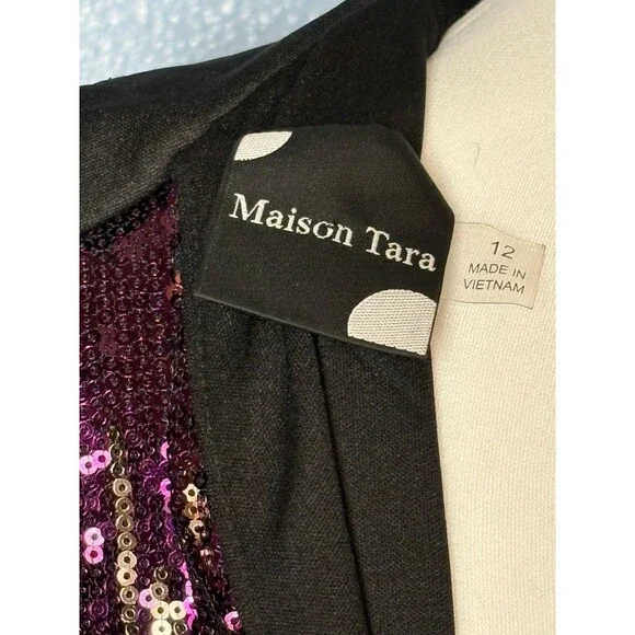 MAISON TARA SEQUIN SHIFT DRESS OMBRÉ METALLIC SZ 12 EUC! - Picture 6 of 6